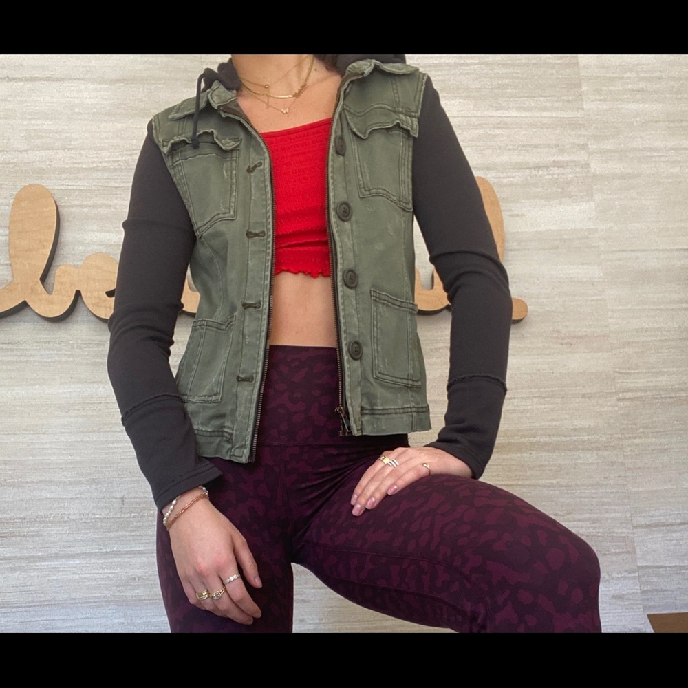 Aritzia Hooded Green Jacket